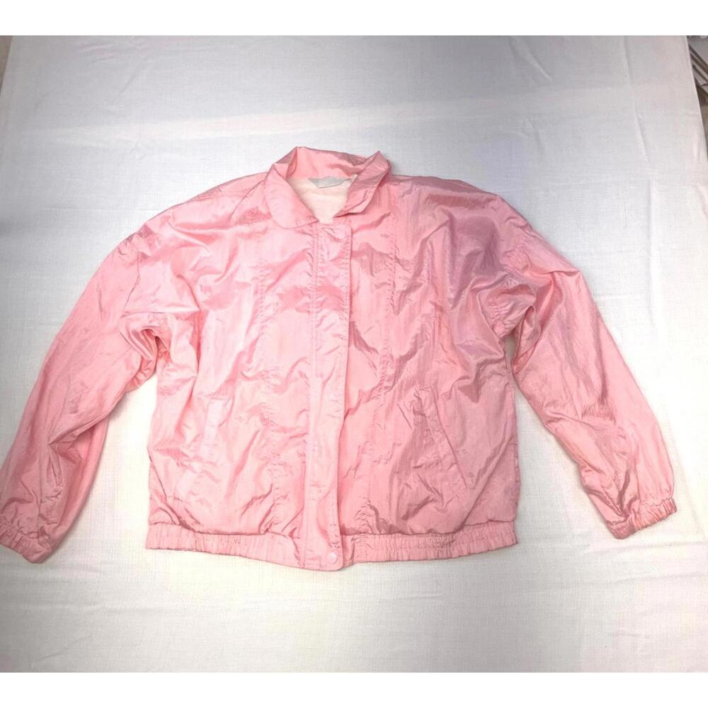VINTAGE Blair 90s‎ Pink Windbreaker Track Parachute Jacket Women's Size Medium